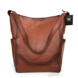 NWT Frye Leather Side Pocket Hobo Bag Cognac Brown